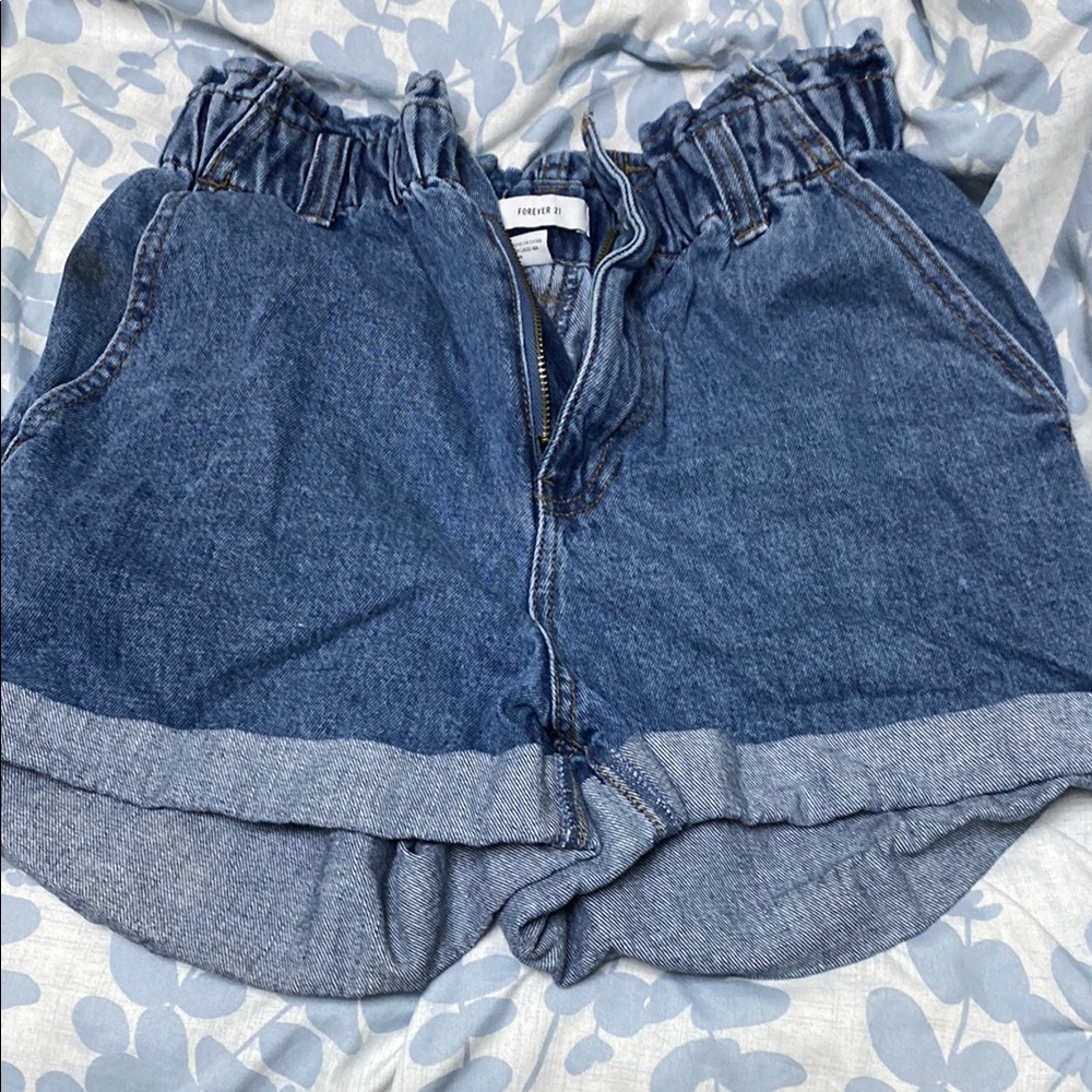 Forever 21 Blue Jean Shorts with Elastic Waistband